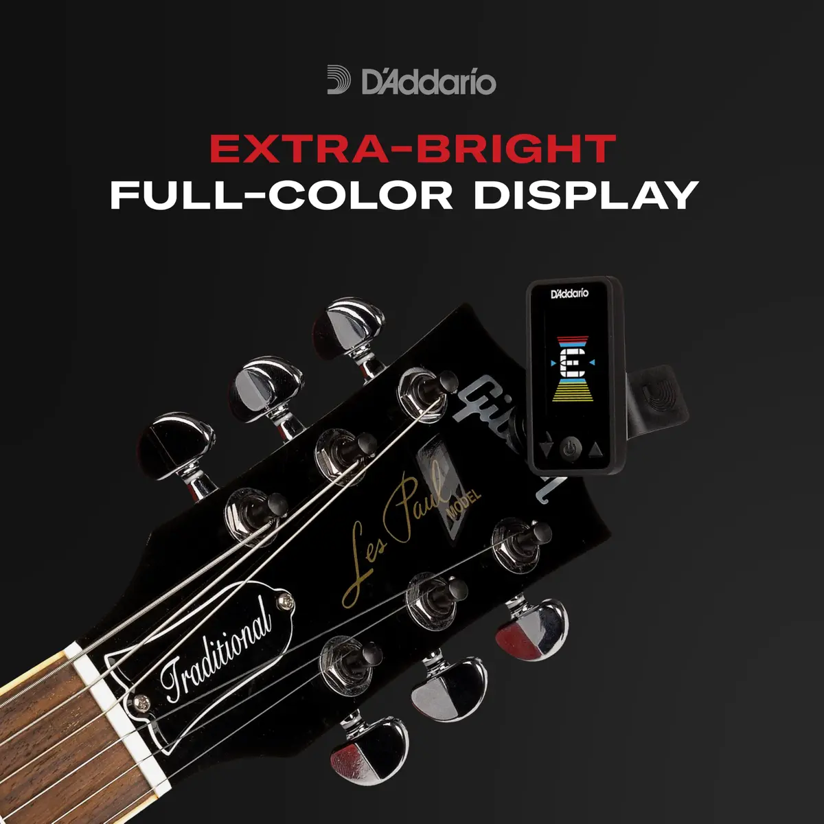 D'Addario Eclipse Rechargeable Headstock Clip-On Guitar Tuner, Black | 24 Hours Tuning Time - view 2