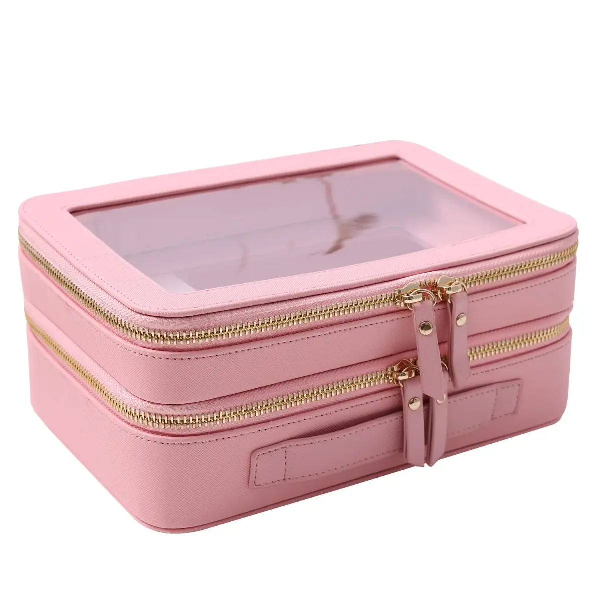 SANHECUN Clear Travel Toiletry Bag 24.1cm x 15.2cm x 10.7cm (Pink) | TSA Compliant Makeup Organizer - main product image