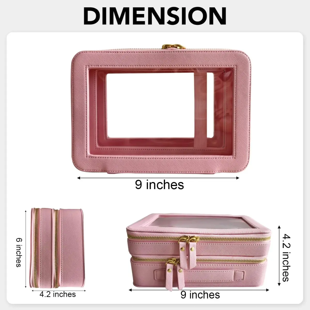 SANHECUN Clear Travel Toiletry Bag 24.1cm x 15.2cm x 10.7cm (Pink) | TSA Compliant Makeup Organizer - view 7