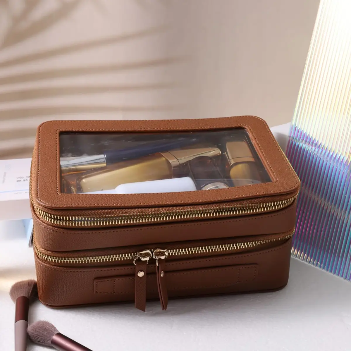 SANHECUN Clear Travel Toiletry Bag 22.86cm x 15.24cm x 10.67cm | TSA Compliant Makeup Organizer - view 3