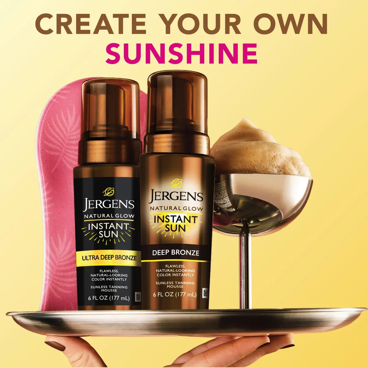 Jergens Natural Glow Instant Sun Body Mousse, Ultra Deep Bronze, 177ml (6 Fl Oz) | Streak-Free Tan - view 8