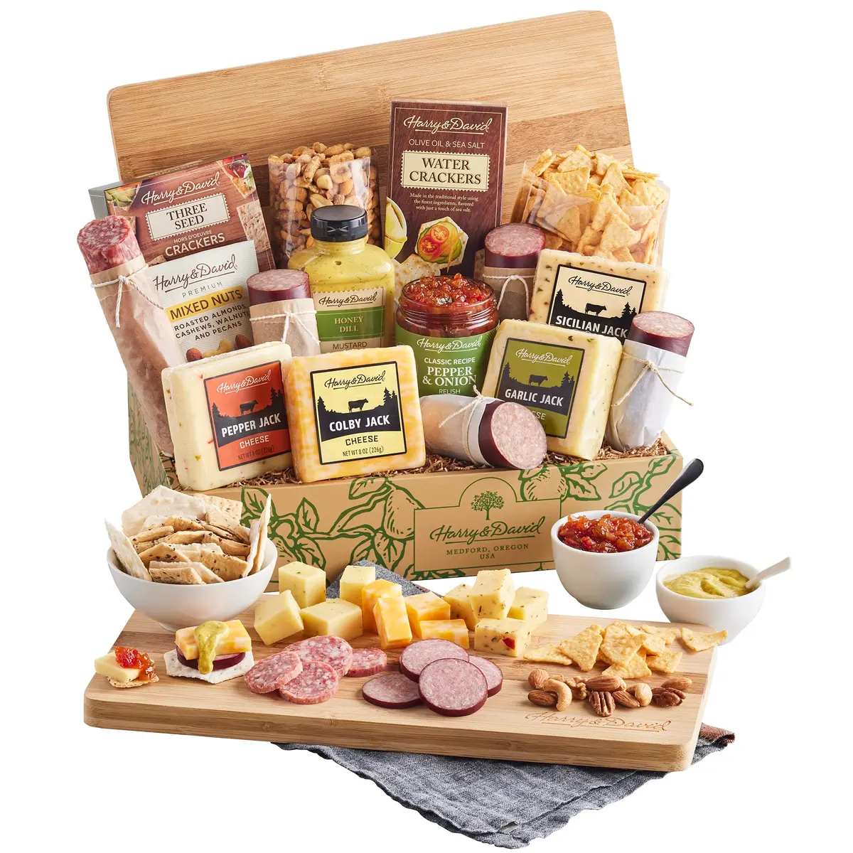 Harry & David Meat & Cheese Gift Box 38.5 oz | Gourmet Assortment with Bamboo Board - main product image
