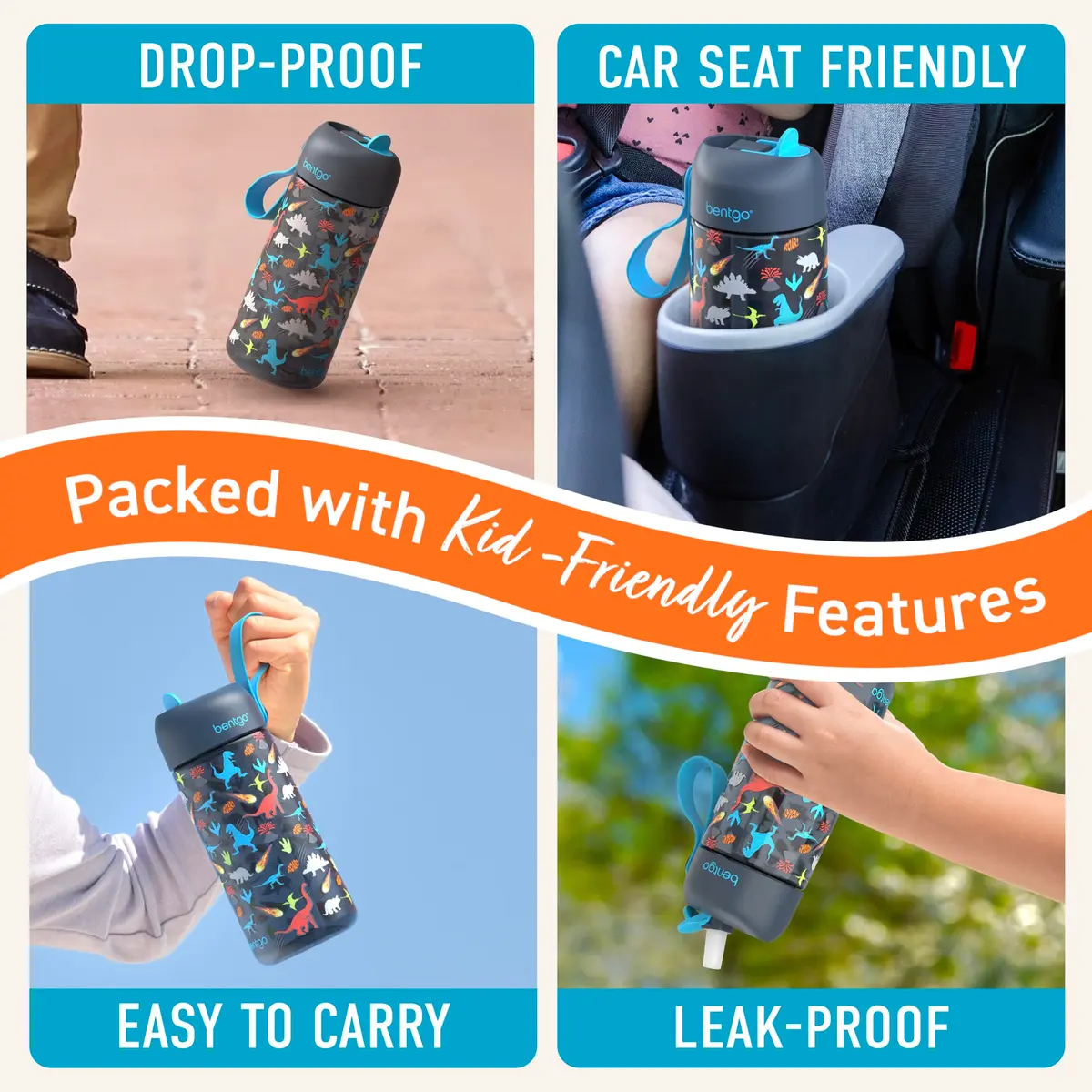 Bentgo Kids Water Bottle, Leak-Proof, Bite & Sip Spout, 15 fl oz | Durable Tritan, Kid-Friendly Colors - view 5