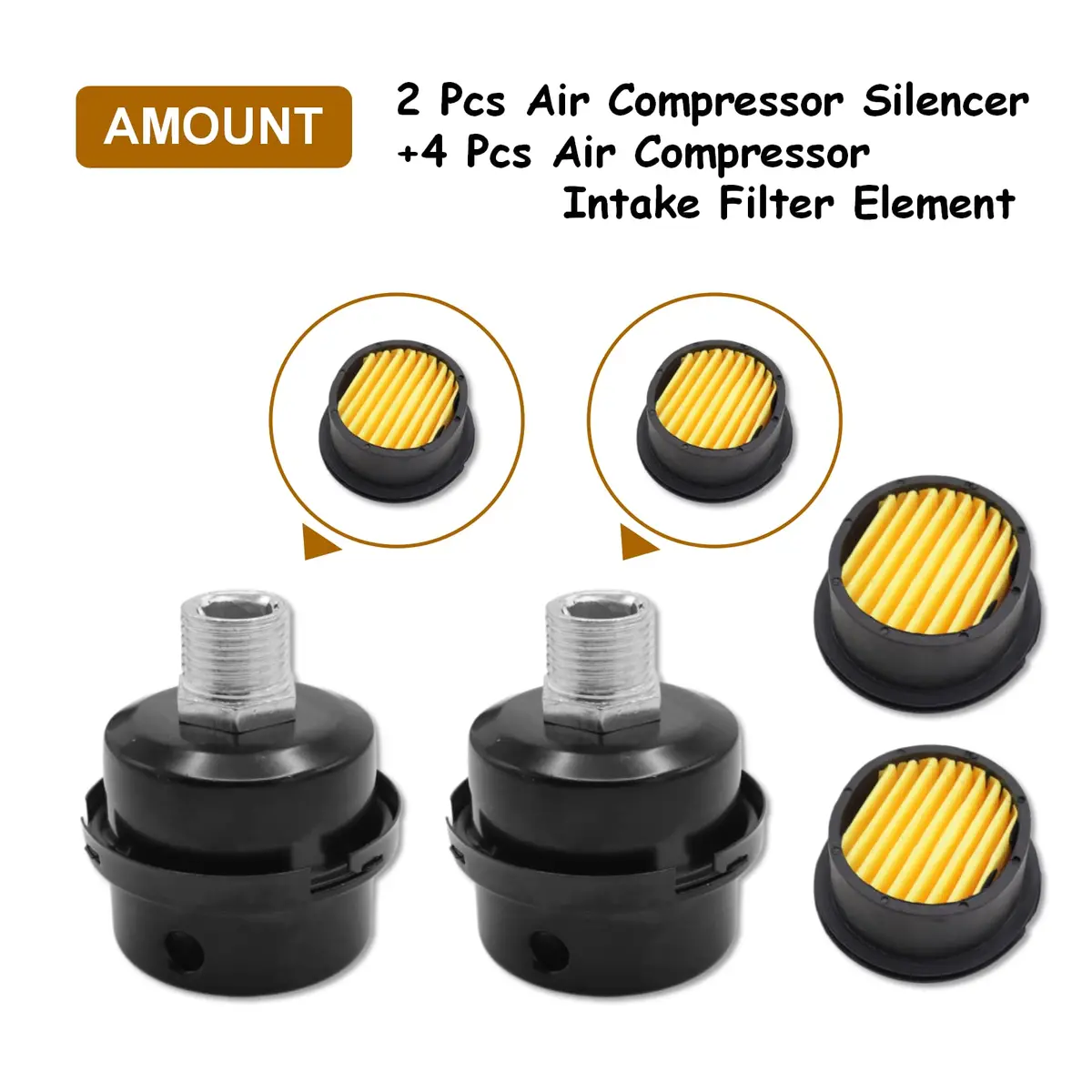 Joyangy 2-Pack 1/2" G (BSP Parallel) 20mm Air Compressor Intake Filter Muffler | Noise Reduction & Dust Blocking - view 5