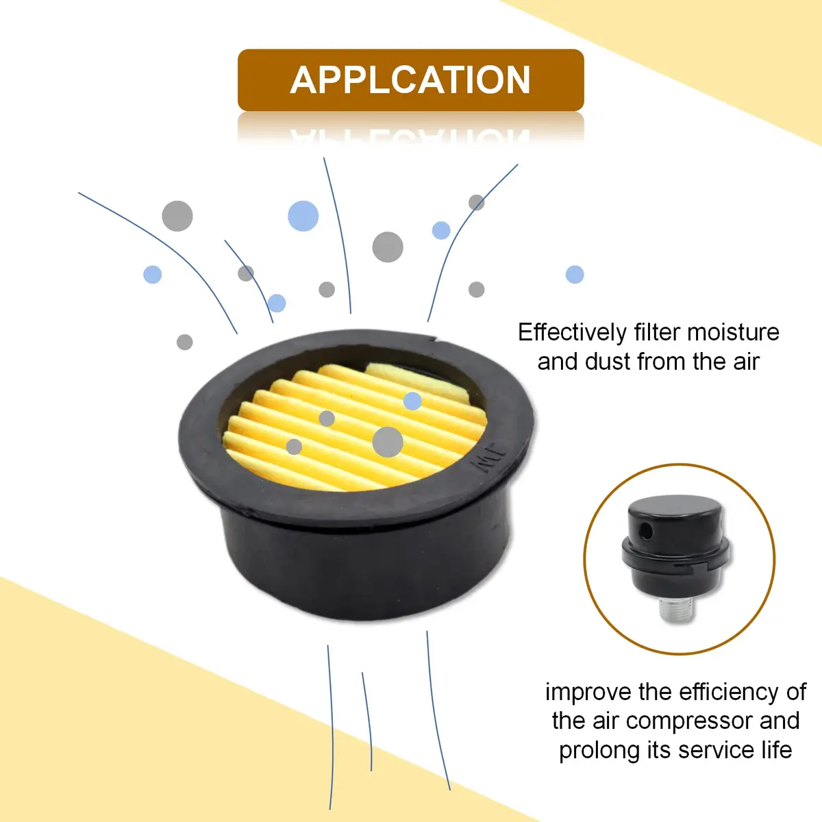 Joyangy 6-Pack Air Compressor Silencer Filter Replacement Elements 59mm x 50mm x 24mm | Universal Fit for Oil-less Compressors - view 5