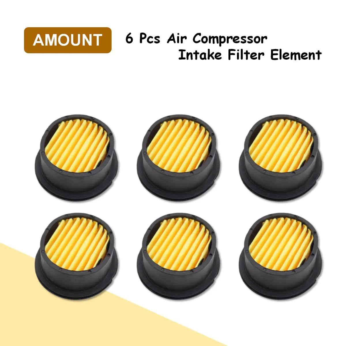Joyangy 6-Pack Air Compressor Silencer Filter Replacement Elements 59mm x 50mm x 24mm | Universal Fit for Oil-less Compressors - view 6