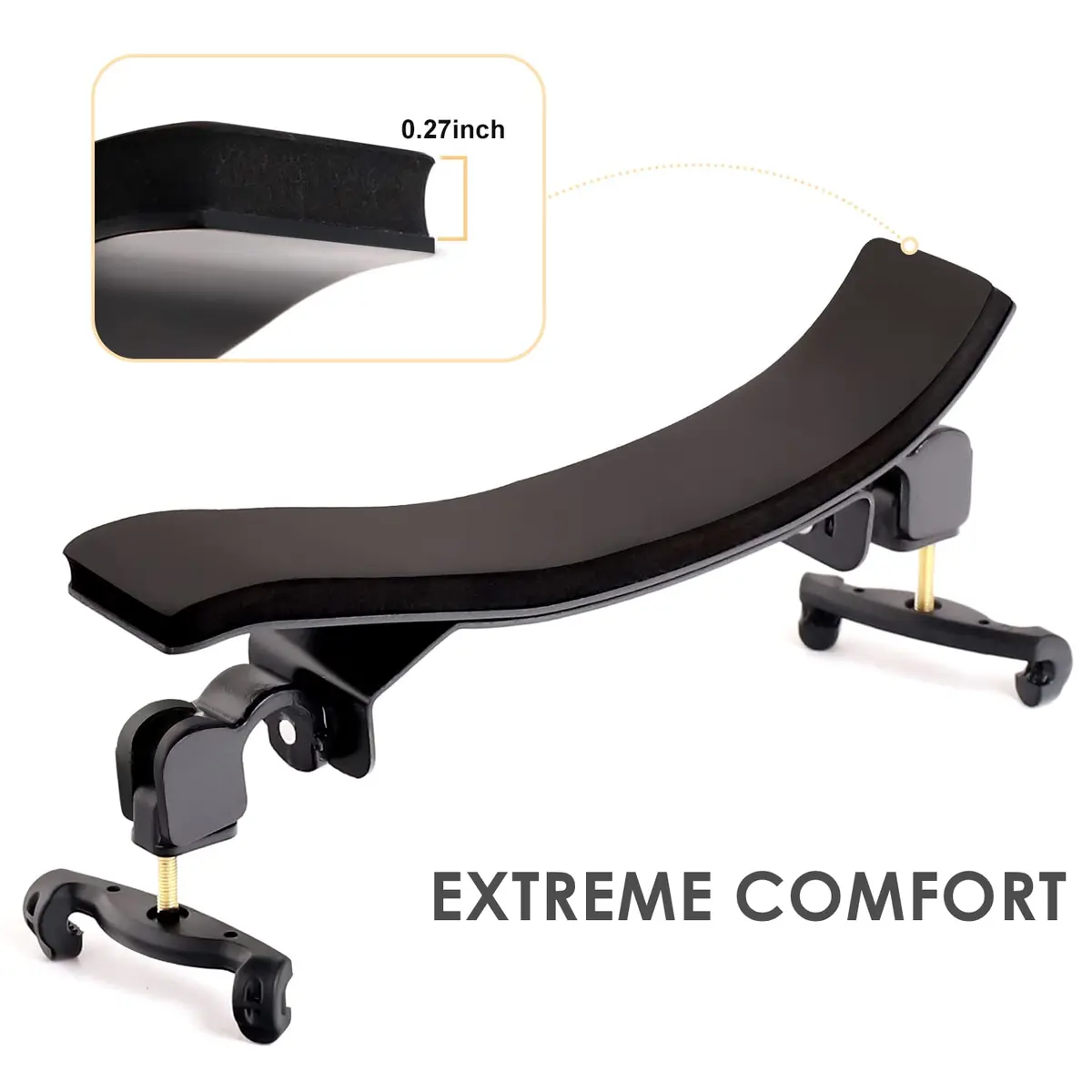 SUEWIO Violin Shoulder Rest for 4/4 Size, Premium Aluminum Alloy with Foam Pad & Height Adjustable Feet | Ergonomic Support for Adults - view 2