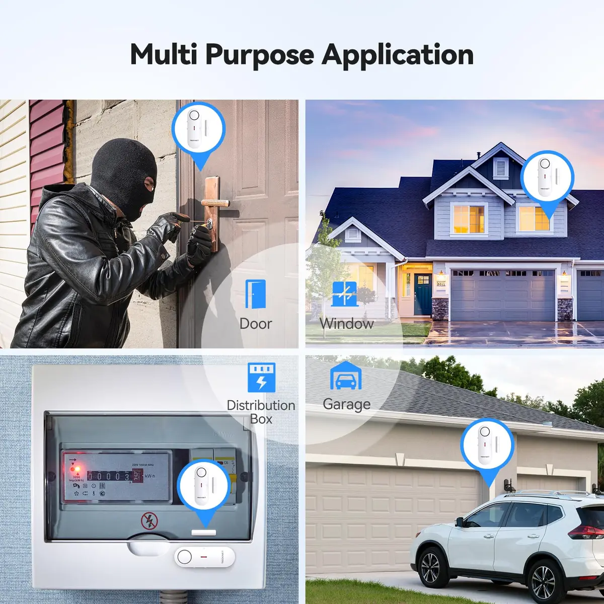 TECKNET Door Alarms for Kids Safety 3 Pack | Wireless Window & Door Security with 3-Level Volume - view 6