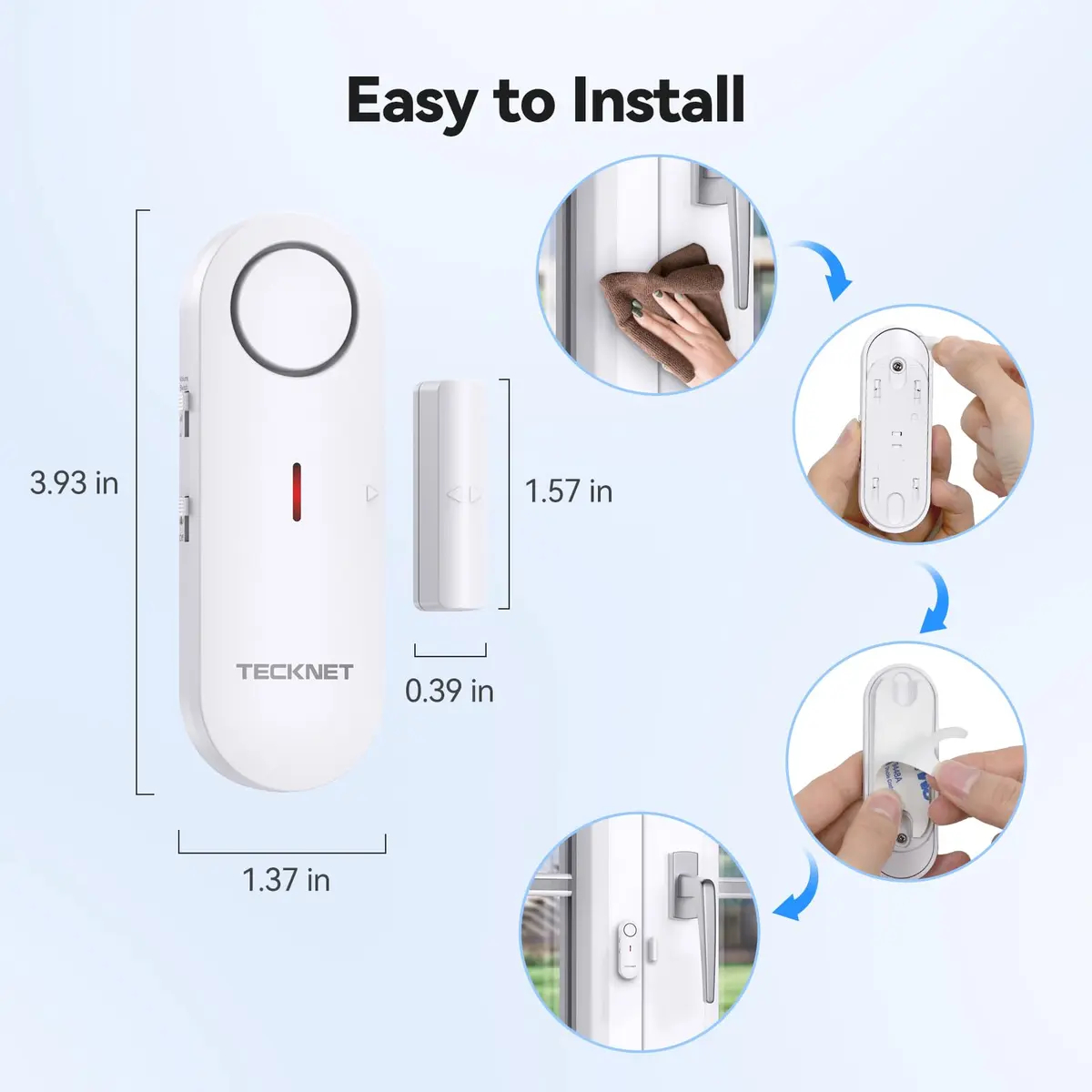 TECKNET Door Alarms for Kids Safety 3 Pack | Wireless Window & Door Security with 3-Level Volume - view 4