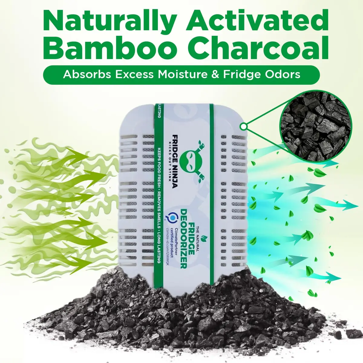 Ellis Harper Fridge Ninja XL Pack Refrigerator Deodorizer | Bamboo Charcoal Odor Eliminator (1 Count) - view 3