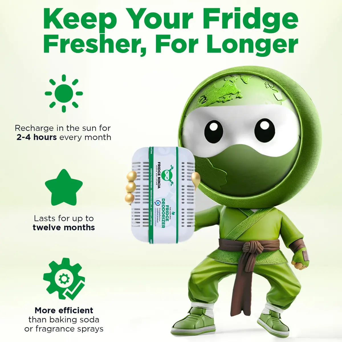 Ellis Harper Fridge Ninja XL Pack Refrigerator Deodorizer | Bamboo Charcoal Odor Eliminator (1 Count) - view 4