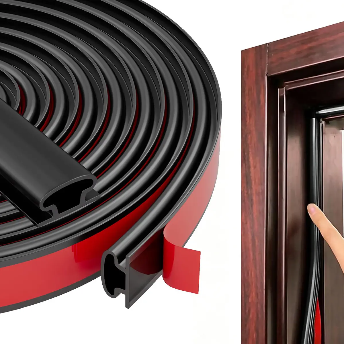 pundin D Shape Black Rubber Weather Stripping Seal 7m (23ft) | Blocks Drafts, Noise, and Dust - main product image