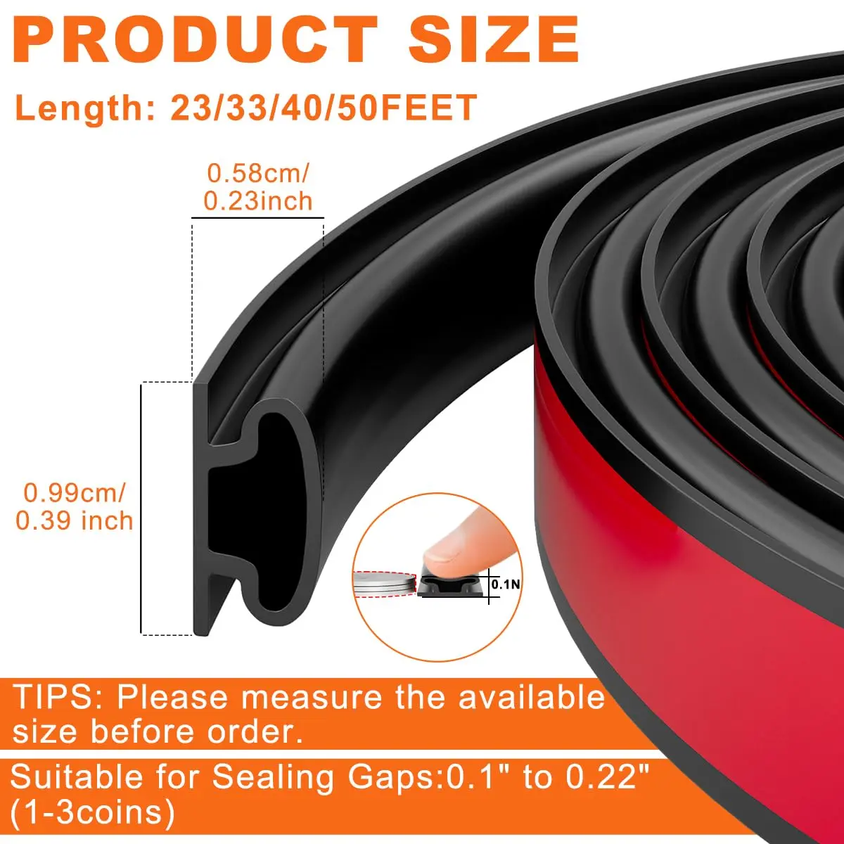 pundin D Shape Black Rubber Weather Stripping Seal 7m (23ft) | Blocks Drafts, Noise, and Dust - view 3