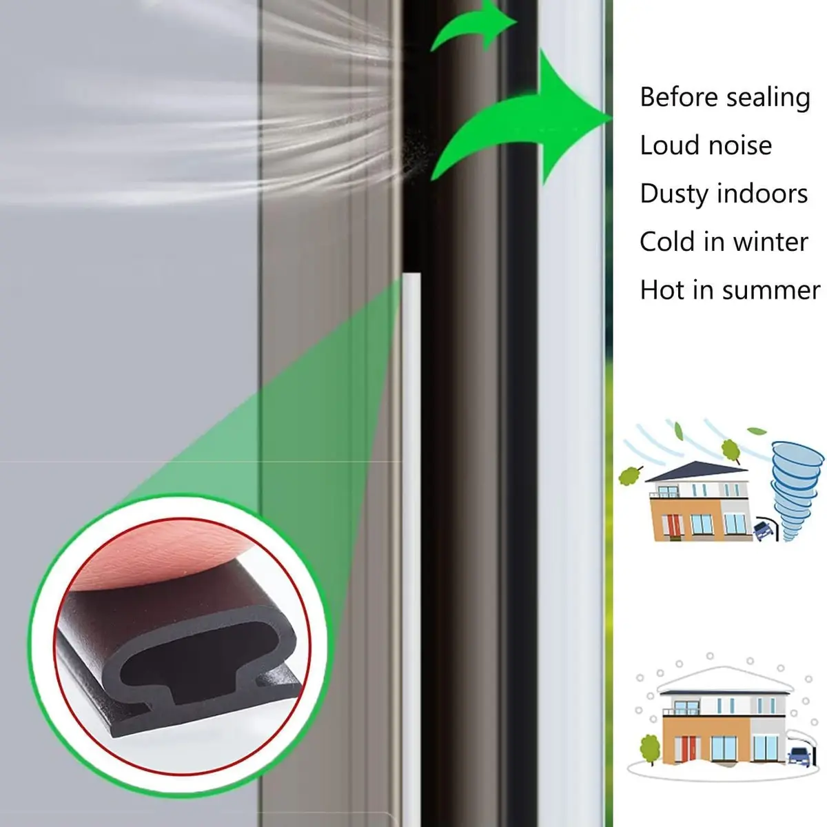 pundin D Shape Black Rubber Weather Stripping Seal 40ft (12.2m) | Blocks Drafts, Noise, and Dust - view 4