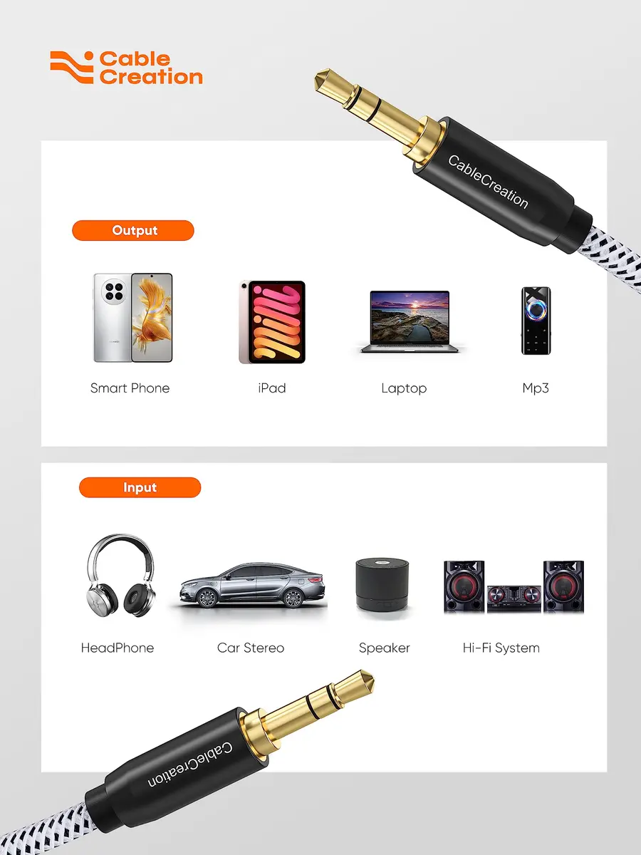 CableCreation 3Pack 3.5mm Aux Cable 6FT/1.8m | Gold Plated Audio Cord for All Devices - view 7