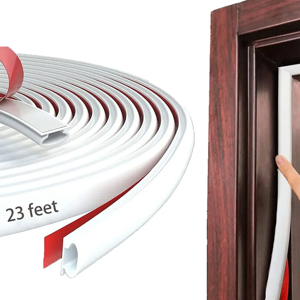 pundin White D-Shape Weather Stripping Seal 7m (23ft) | Blocks Drafts, Noise, and Dust - main product image
