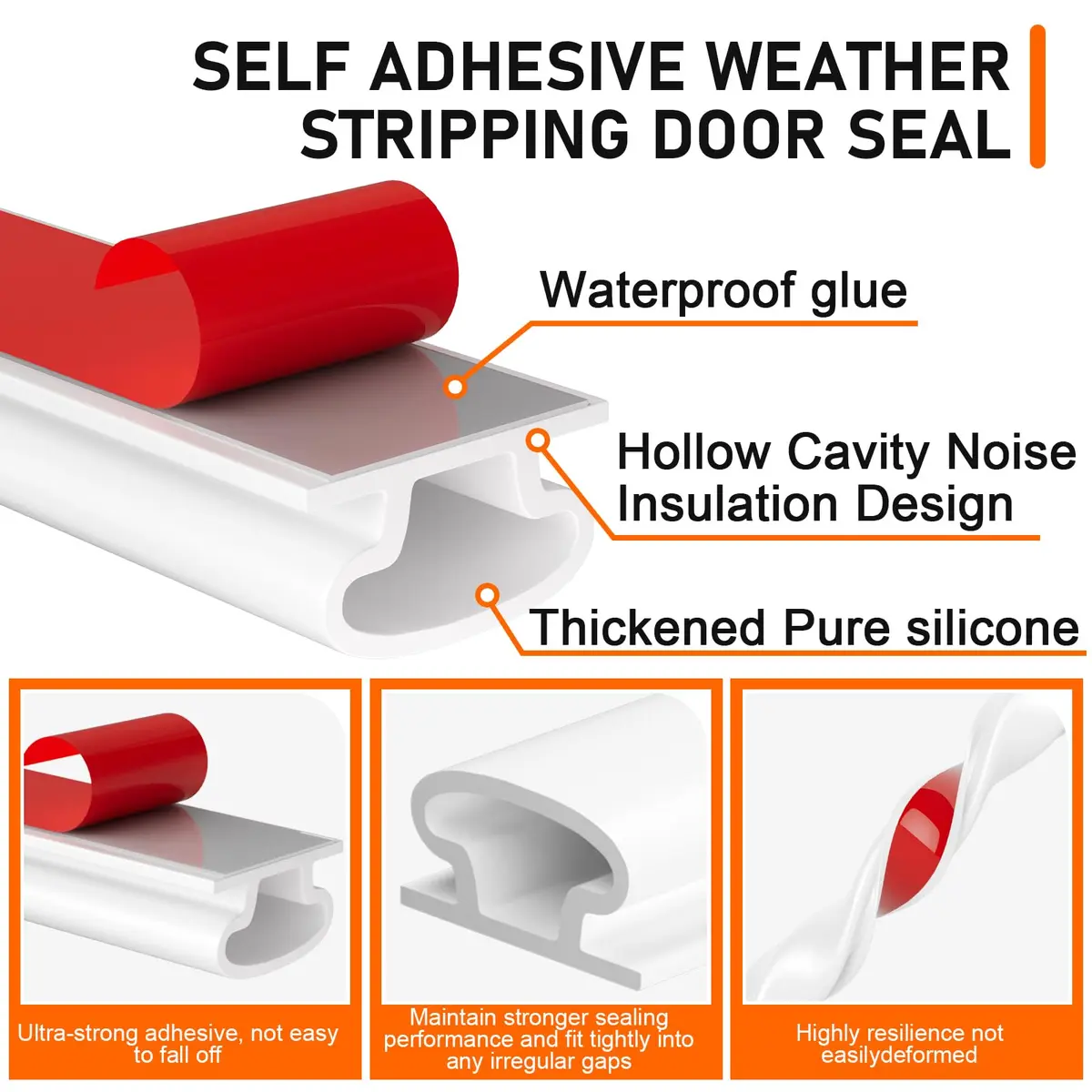 pundin White D Shape Weather Stripping Seal Strip 12.2m (40 Feet) | Blocks Drafts, Noise, and Dust - view 2