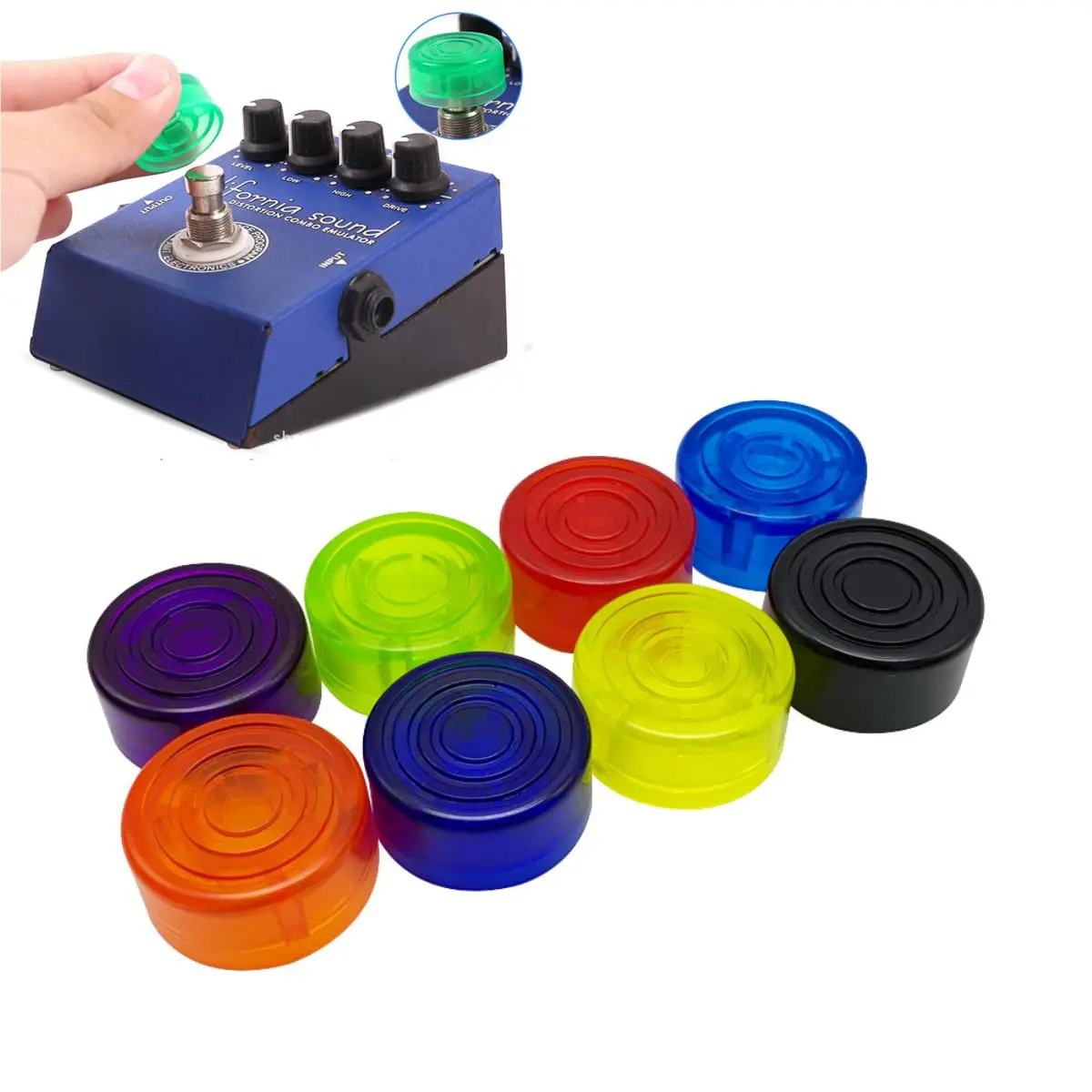 CCeCCe 8 Pack Footswitch Toppers Guitar Pedal Caps | Colorful, Durable & Stage-Illuminating - main product image