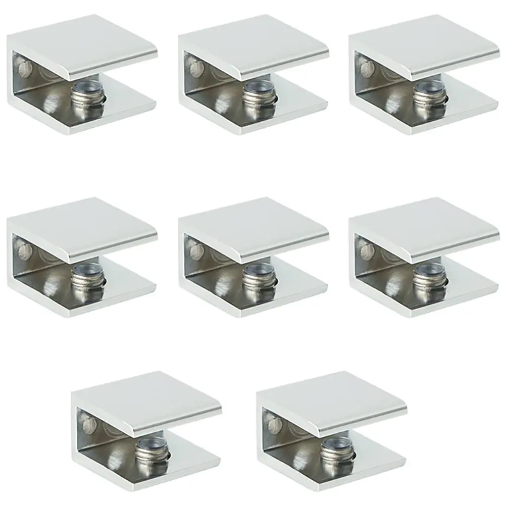 SAYAYO Glass Shelf Brackets, Adjustable for 6-12 mm Wood/Glass Shelf, 8PCS | Durable Metal Alloy Support - main product image