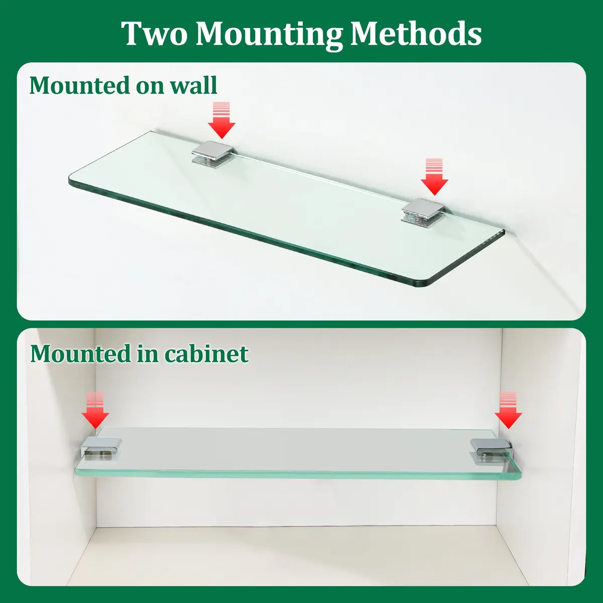 SAYAYO Glass Shelf Brackets, Adjustable for 6-12 mm Wood/Glass Shelf, 8PCS | Durable Metal Alloy Support - view 5