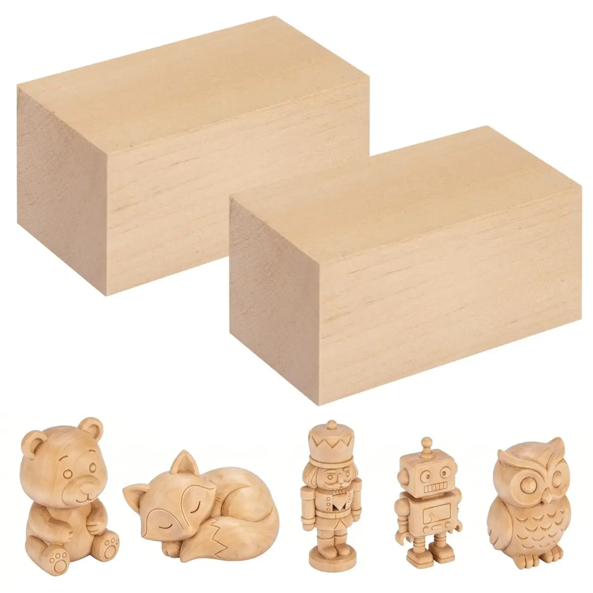 PONGJA Basswood Carving Blocks 15.24 x 7.62 x 7.62 cm (6 x 3 x 3 inches) | Soft Wood for Beginners & DIY Crafts - main product image