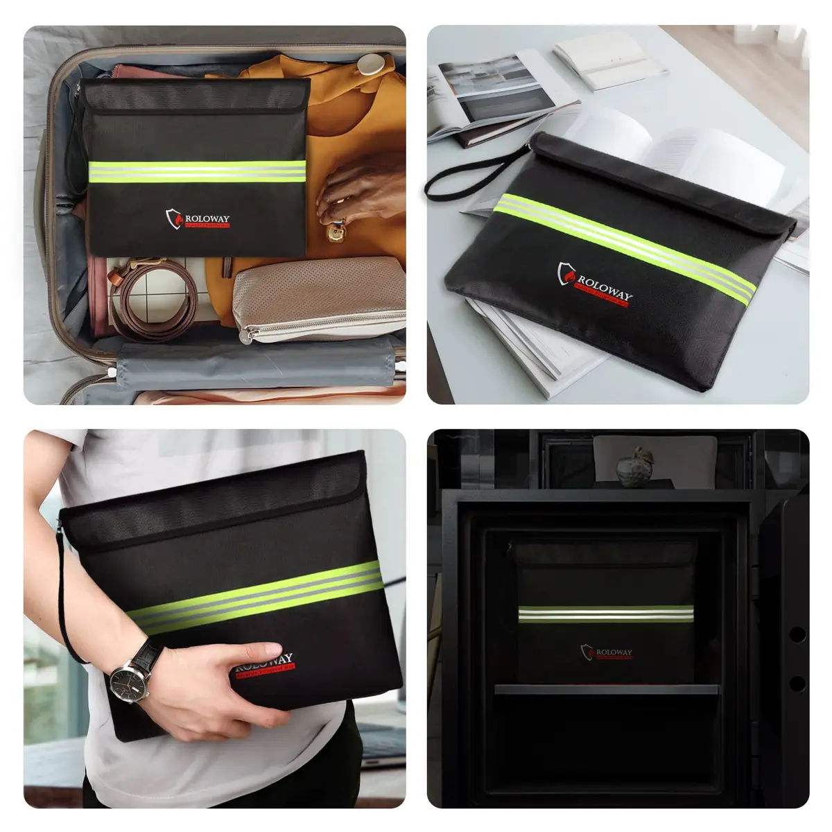 ROLOWAY Fireproof Document Bag (14 x 11 inch) with 5200℉ Aluminum Foil Layer | Fireproof & Water-Resistant - view 6