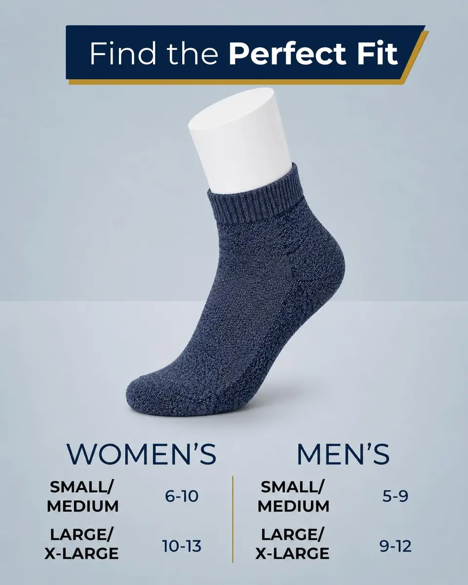 Pembrook Diabetic Socks for Men & Women - 6 Pairs Quarter Length, Medium | Unrestricted Foot Comfort & Breathable - view 6