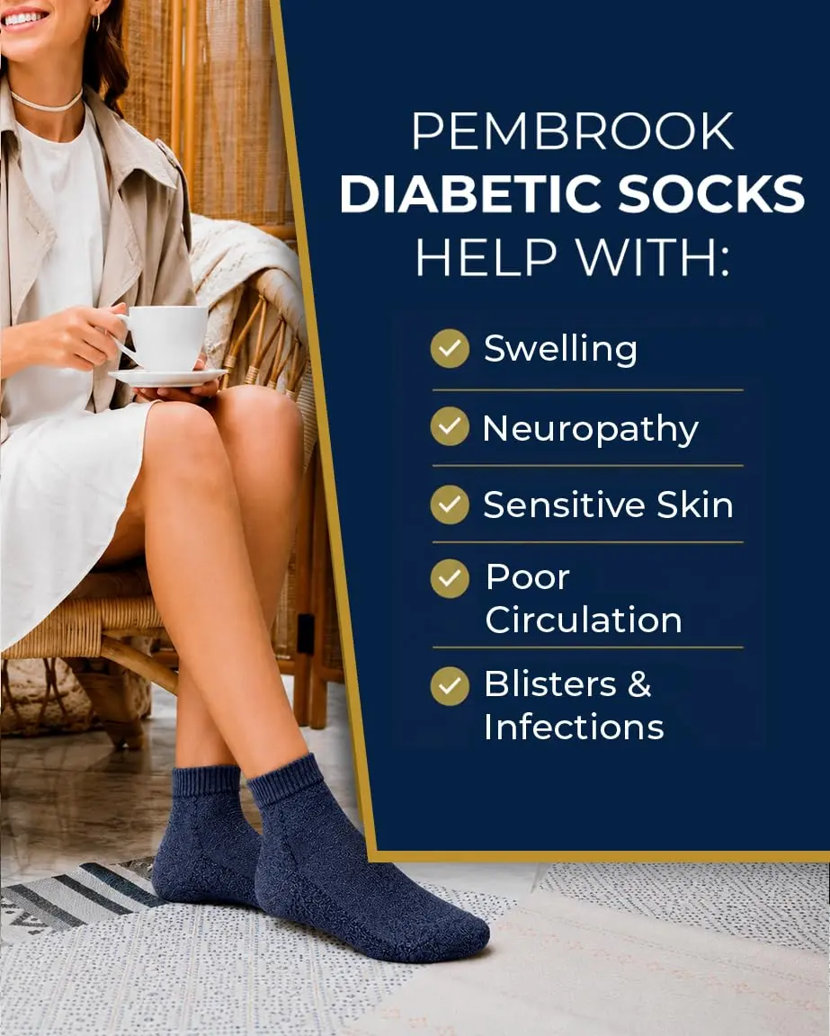 Pembrook Diabetic Socks for Men & Women - 6 Pairs Quarter Length, Medium | Unrestricted Foot Comfort & Breathable - view 7