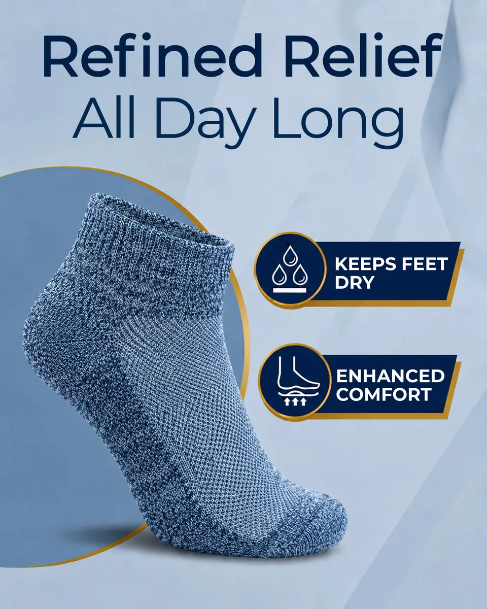 Pembrook Diabetic Socks for Men & Women - 6 Pairs Quarter Length, Medium | Unrestricted Foot Comfort & Breathable - view 2