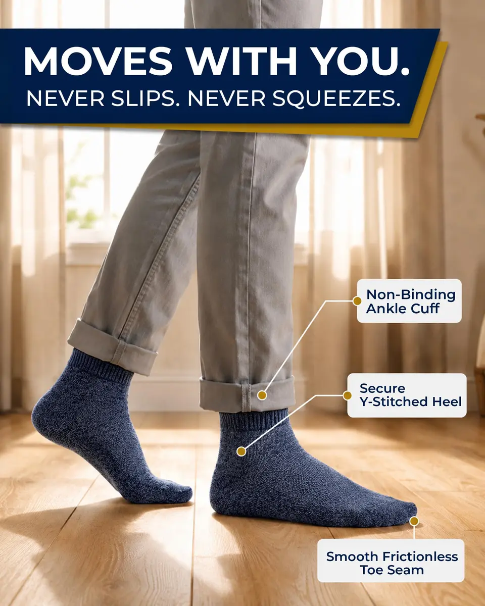 Pembrook Diabetic Socks for Men & Women - 6 Pairs Quarter Length, Medium | Unrestricted Foot Comfort & Breathable - view 3