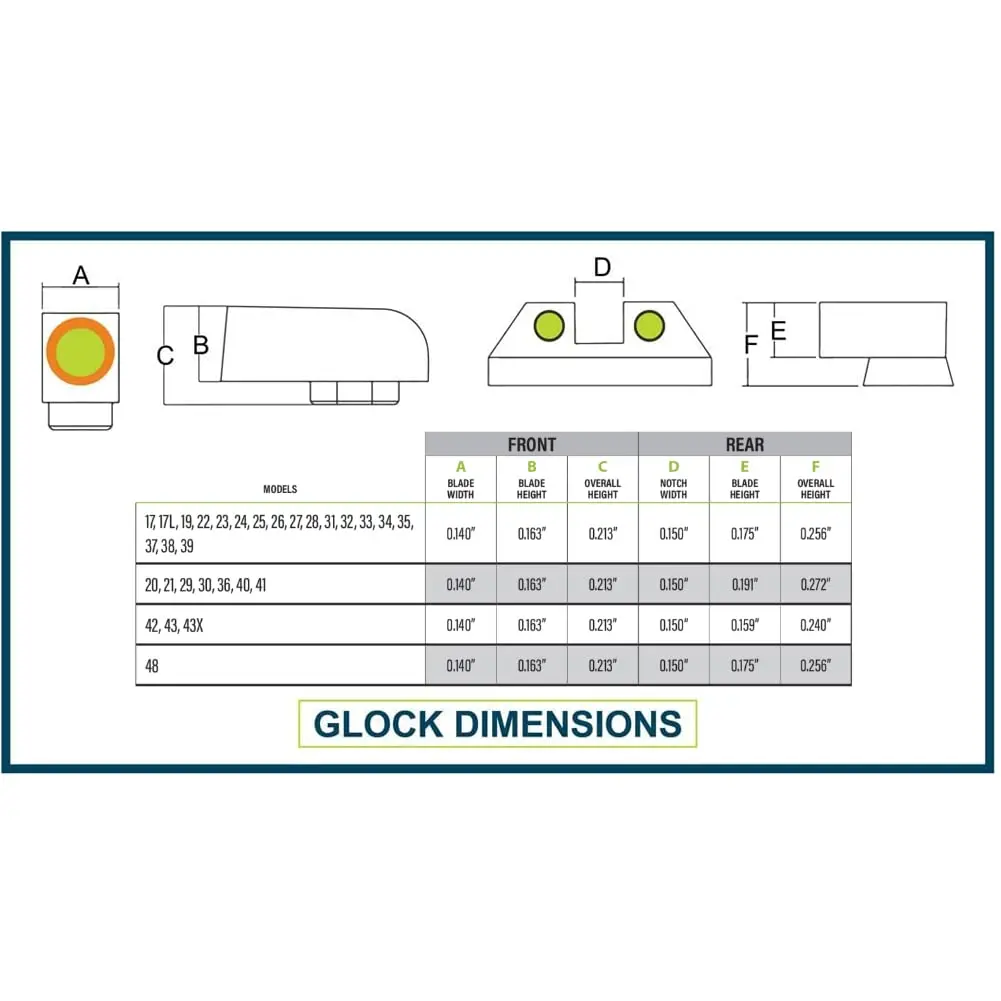 Night Fision Tritium Night Sight Set for Glock 17/19/34 | Bright, Durable & Compatible with Glock Models - view 4