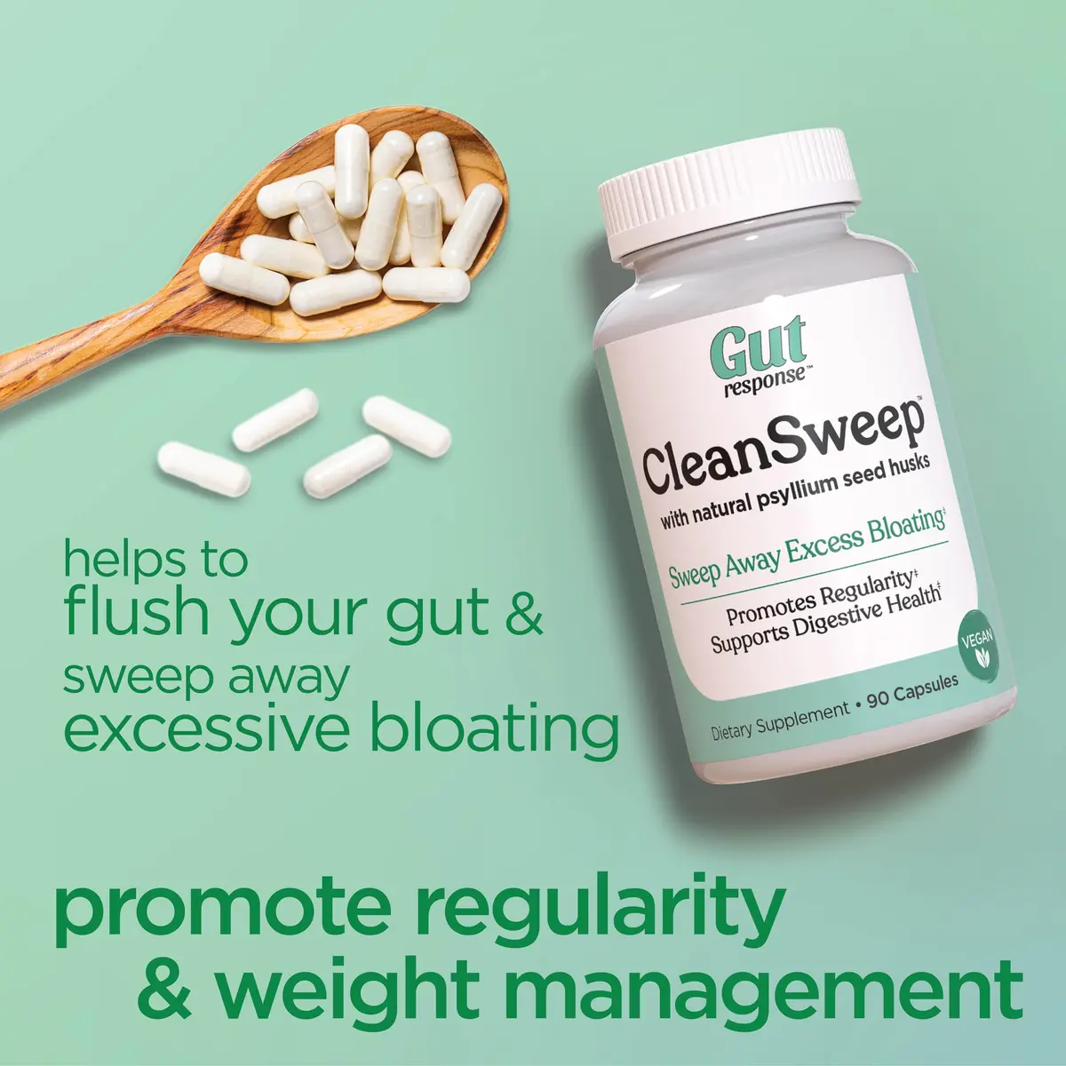 Windmill Gut Response CleanSweep Capsules Supports Digestive & Bowel Health, 90 Vegan Servings - view 5
