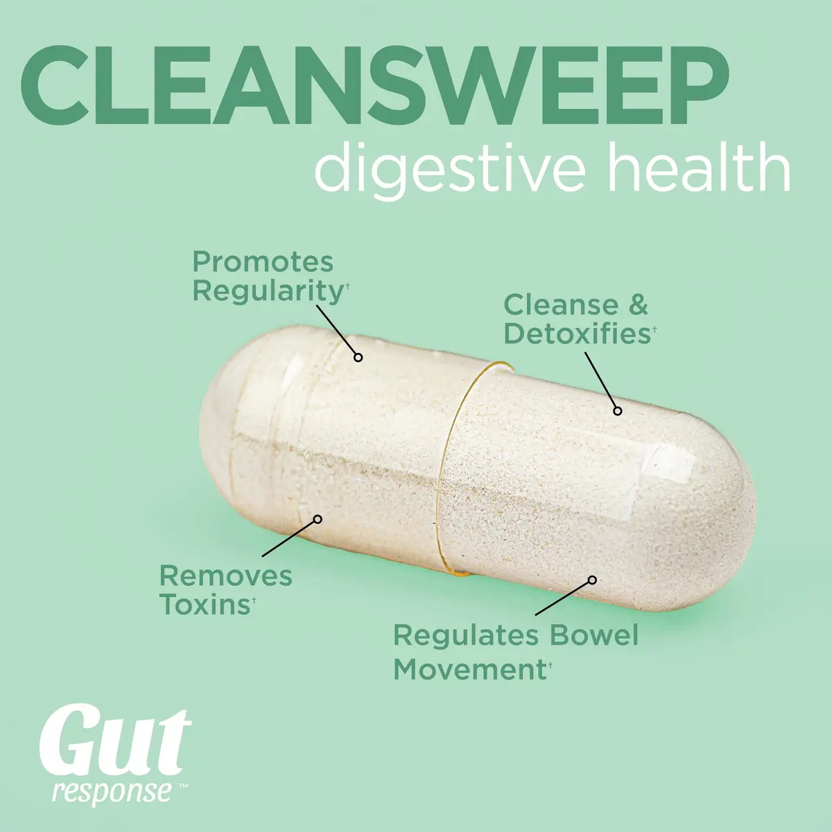 Windmill Gut Response CleanSweep Capsules Supports Digestive & Bowel Health, 90 Vegan Servings - view 3