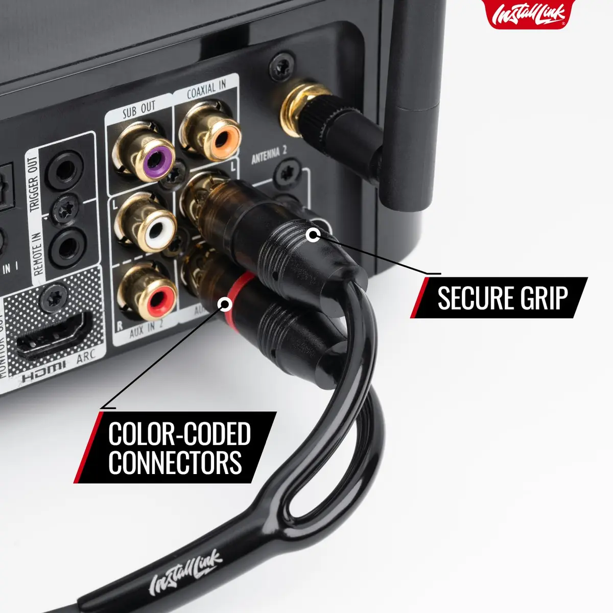 Install Link RCA Audio Cable 20ft | OFC 2-Male to 2-Male, Stereo & Subwoofer - view 6