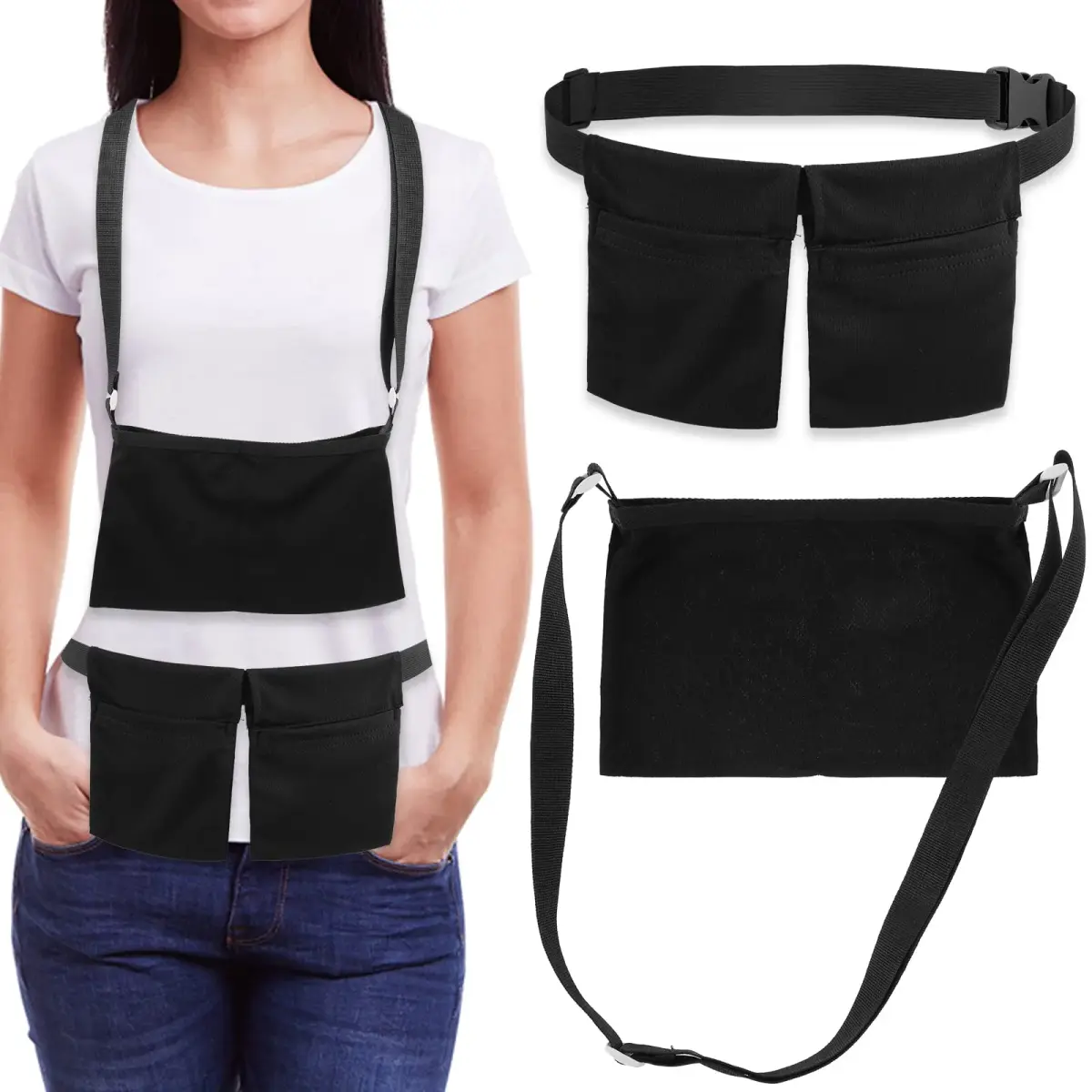 Thinp Mastectomy Drain Holder & Shower Bag Set | Adjustable Black Cloth for Post Surgery Recovery (2-Piece Set) - main product image