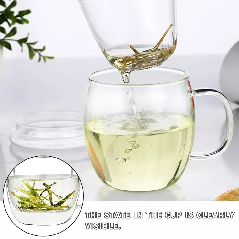 Bunhut Glass Tea Cup with Infuser and Lid | 17 oz Clear Borosilicate Mug for Hot & Cold Beverages - view 9