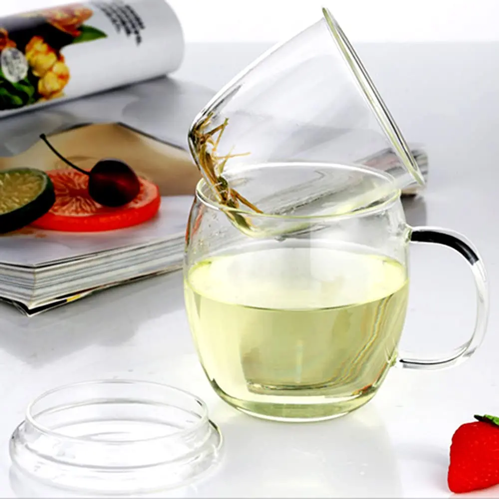Bunhut Glass Tea Cup with Infuser and Lid | 17 oz Clear Borosilicate Mug for Hot & Cold Beverages - view 3