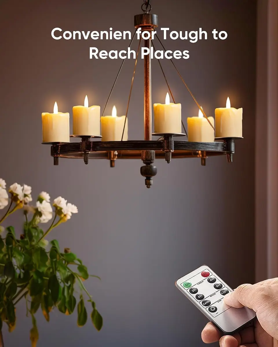 Homemory Rechargeable Flameless Votive Candles 2" x 2" | Remote Timer, 6 Pack, Battery & USB Powered - view 5