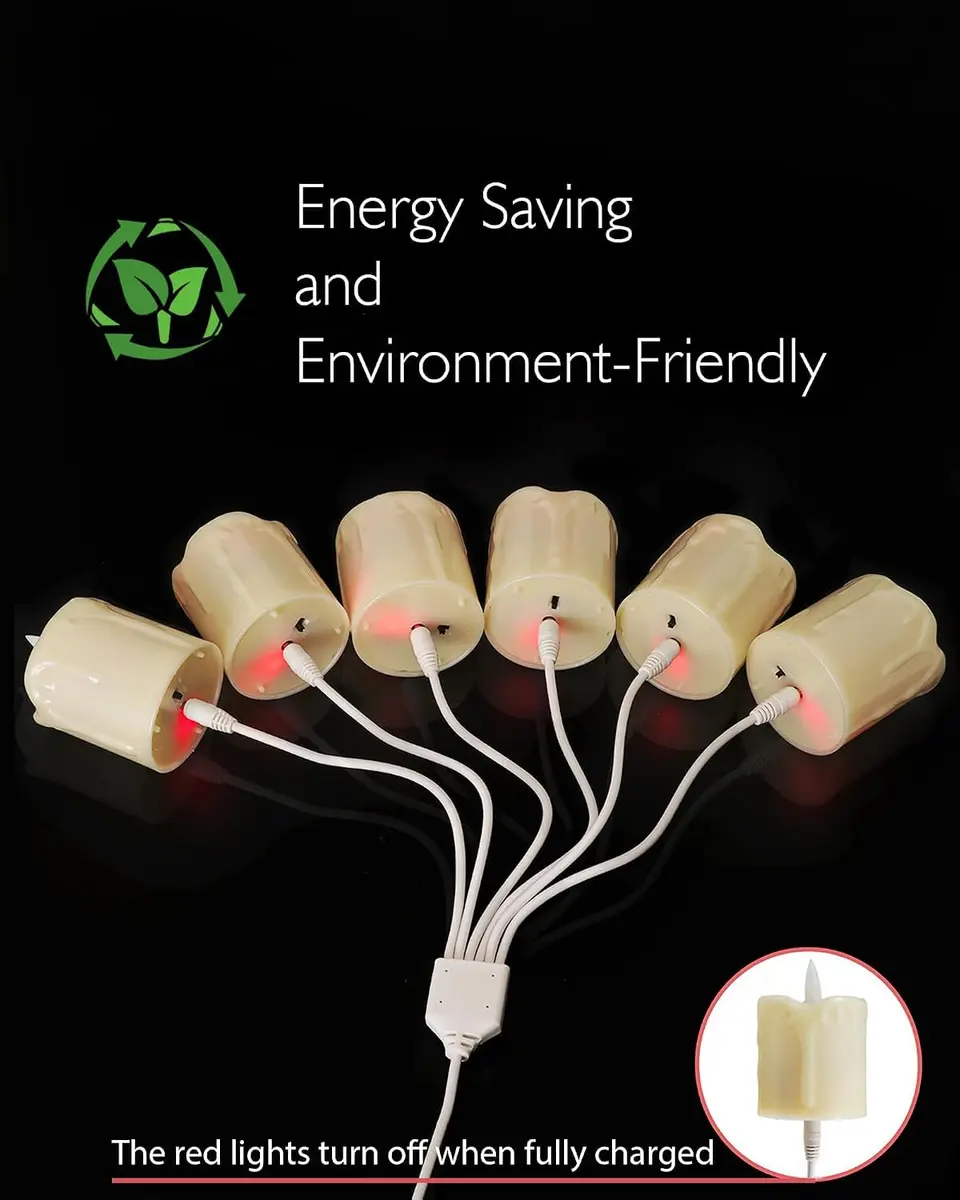 Homemory Rechargeable Flameless Votive Candles 2" x 2" | Remote Timer, 6 Pack, Battery & USB Powered - view 2
