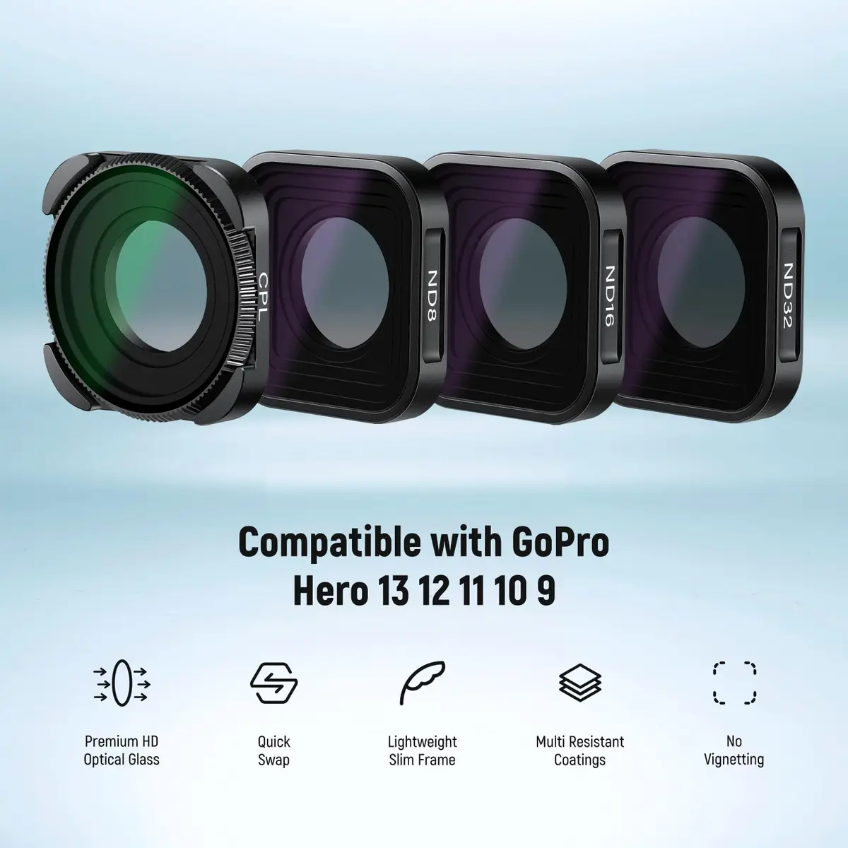 NEEWER ND & CPL Filter Set for GoPro Hero 13/12/11/10/9, 4 Pack | 4 Filters + Case - view 2