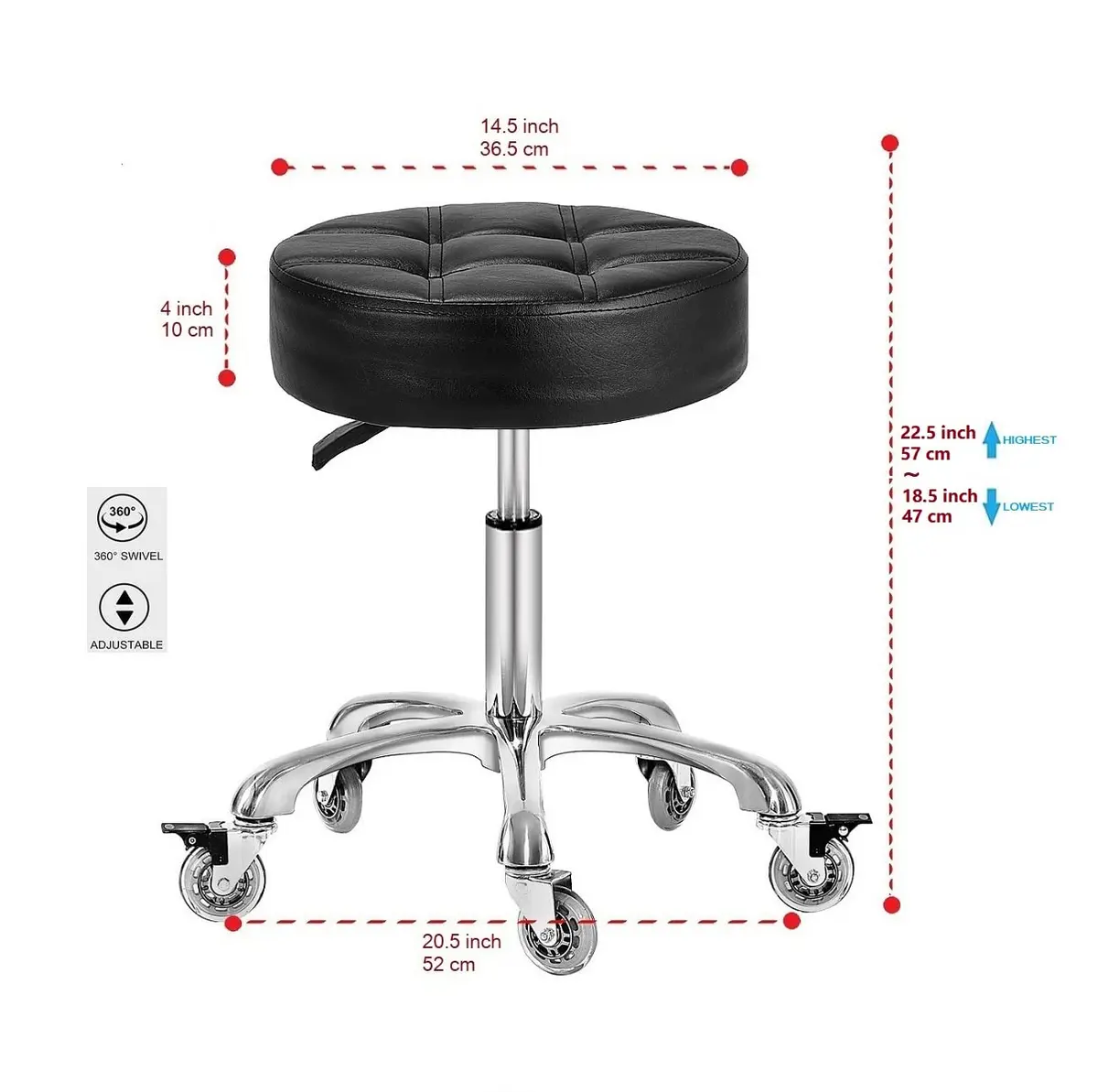 McDooFly Adjustable Heavy Duty Stool - Swivel Backless Chair for Salon & Office, 18-22 in - view 2