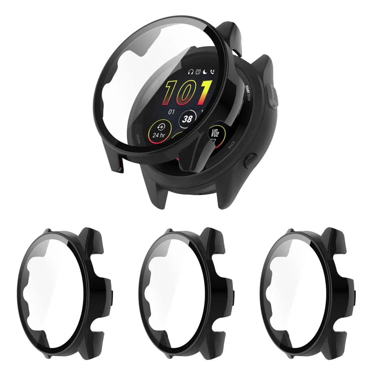 BabyValley Hard PC Case Compatible with Garmin Forerunner 265 Smartwatch Accessory (3-Pack, Black) - main product image
