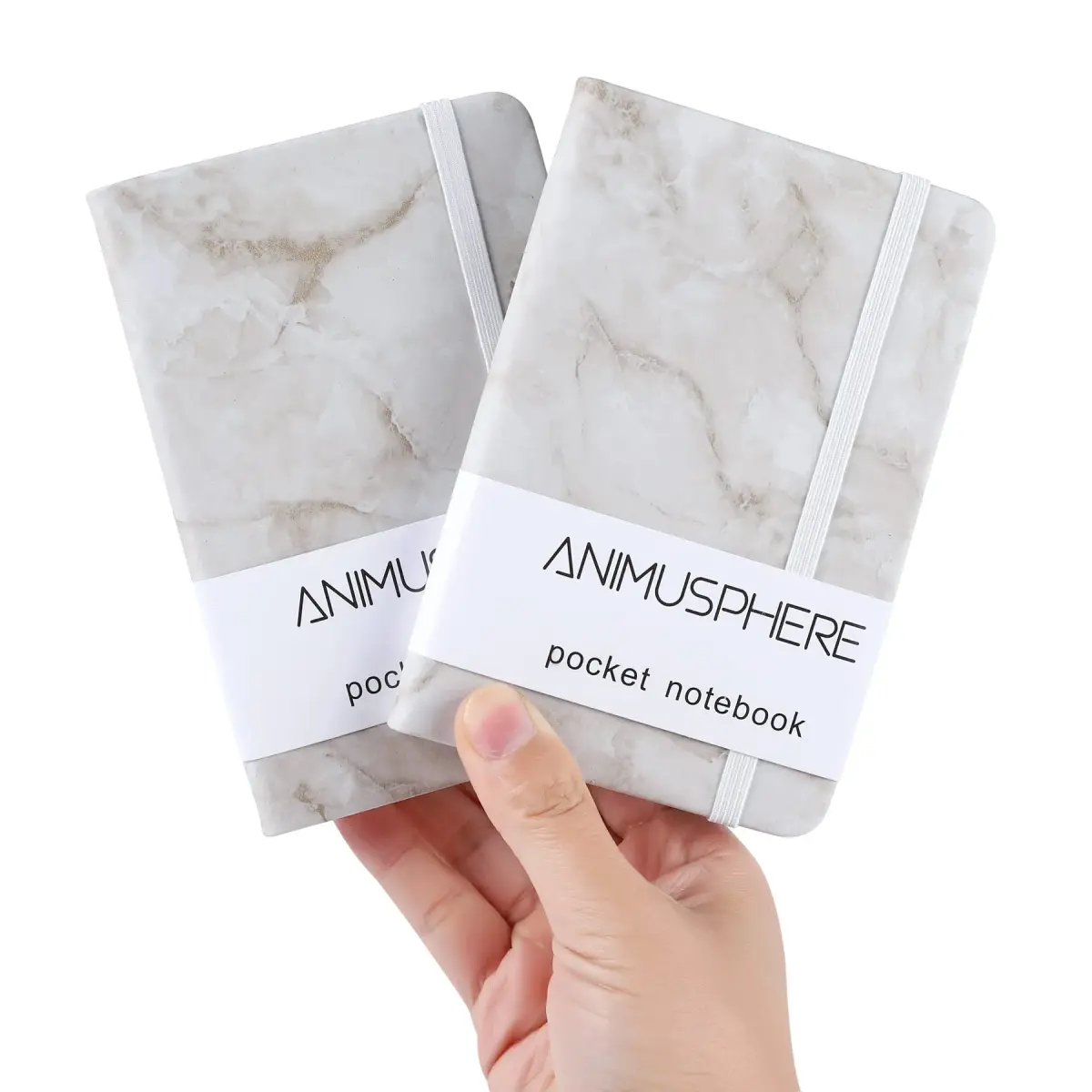 Animusphere Marble Pocket Notebook Set 200 Pages (10.2 x 14.5 cm / 4 x 5.7 inches) | Soft Leather Cover, Pen Holder, Page Marker - main product image