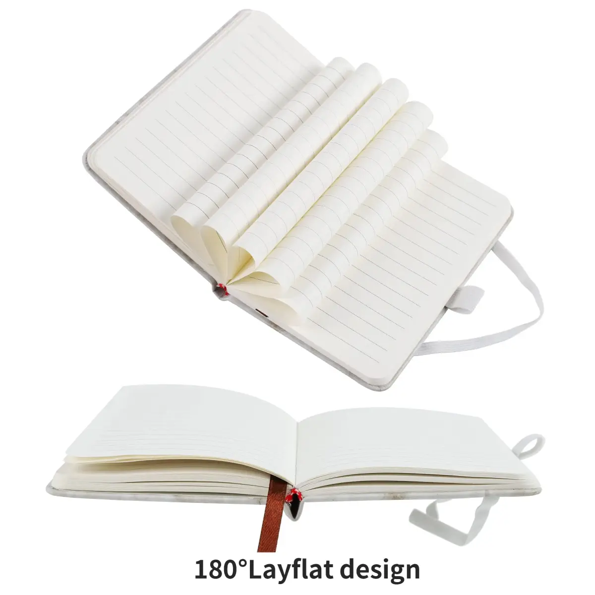 Animusphere Marble Pocket Notebook Set 200 Pages (10.2 x 14.5 cm / 4 x 5.7 inches) | Soft Leather Cover, Pen Holder, Page Marker - view 2