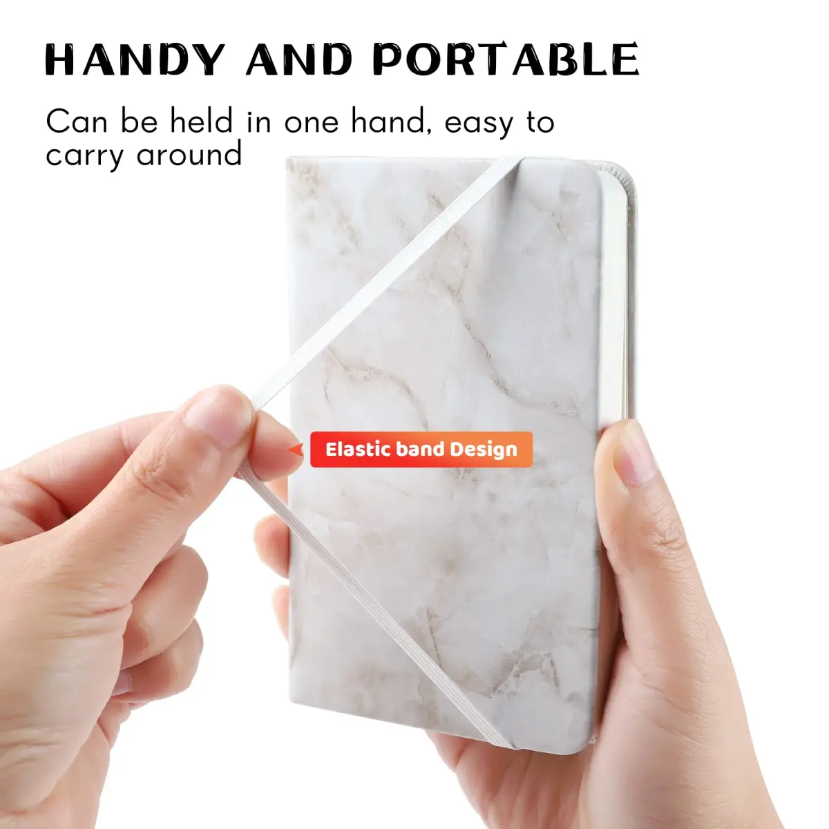 Animusphere Marble Pocket Notebook Set 200 Pages (10.2 x 14.5 cm / 4 x 5.7 inches) | Soft Leather Cover, Pen Holder, Page Marker - view 4