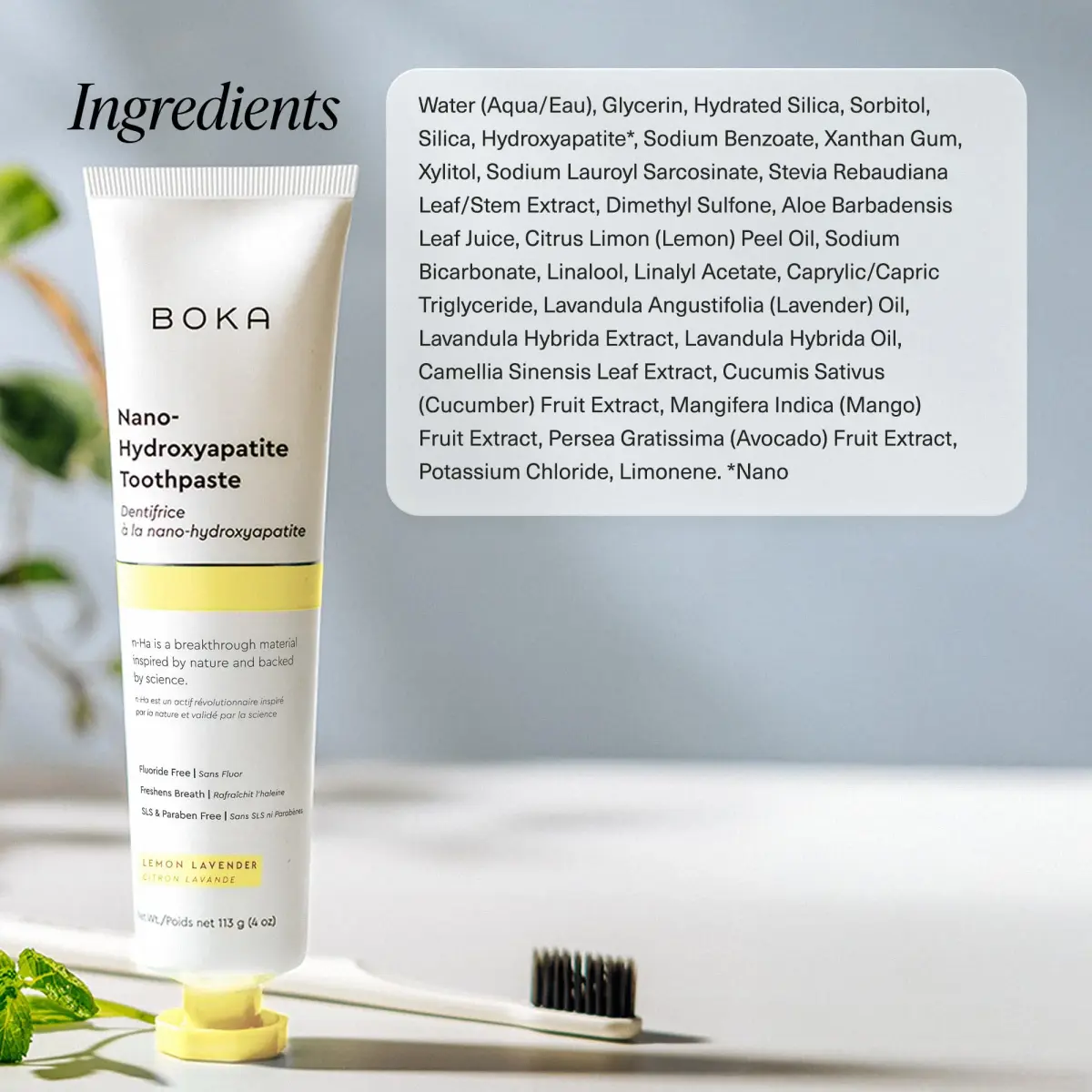 Boka Nano Hydroxyapatite Toothpaste Lemon Lavender 355ml (12 Fl Oz) | Fluoride-Free Enamel Care - view 6