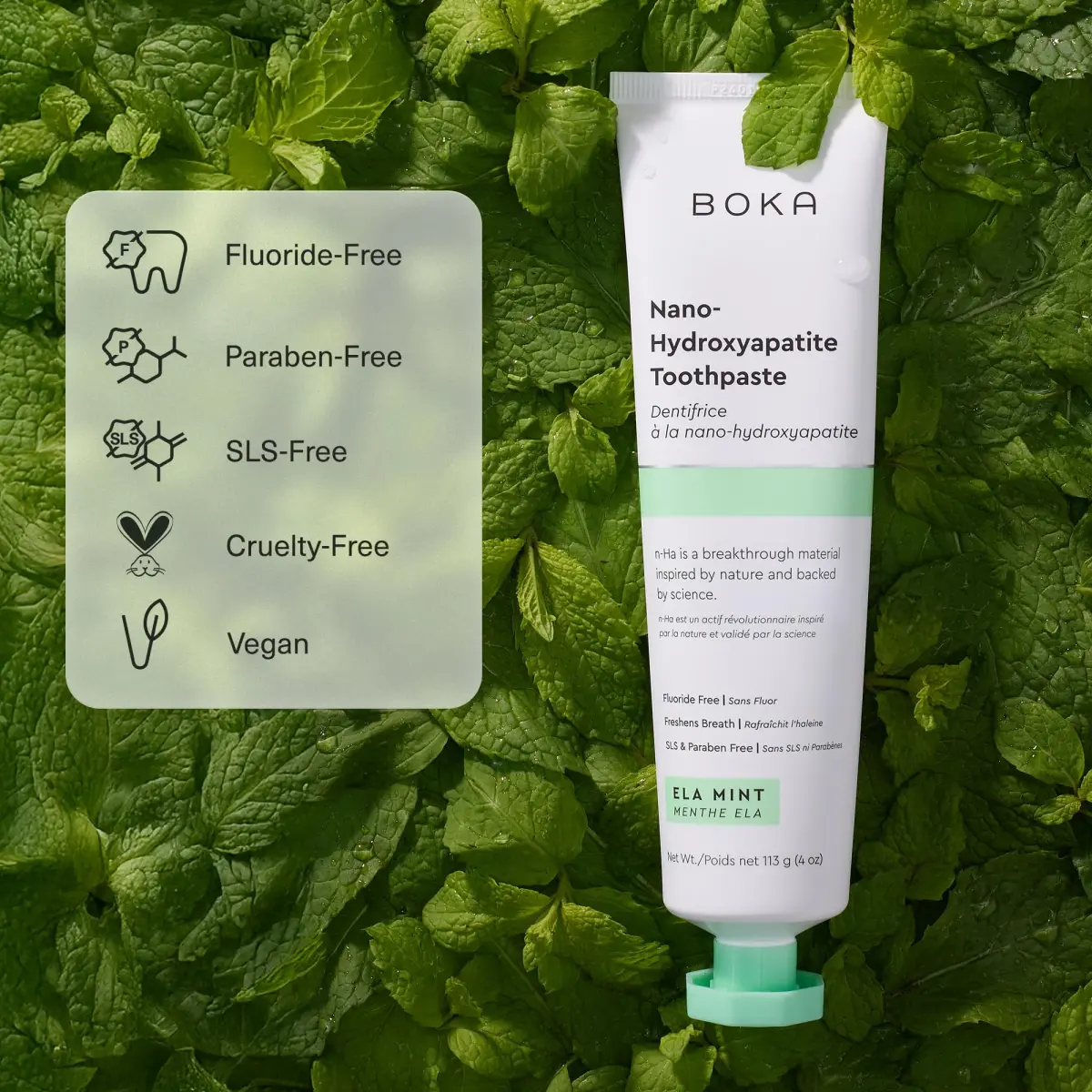 Boka Nano Hydroxyapatite Toothpaste Ela Mint Flavor 12 Fl Oz (355ml) | Fluoride-Free Enamel Care - view 2