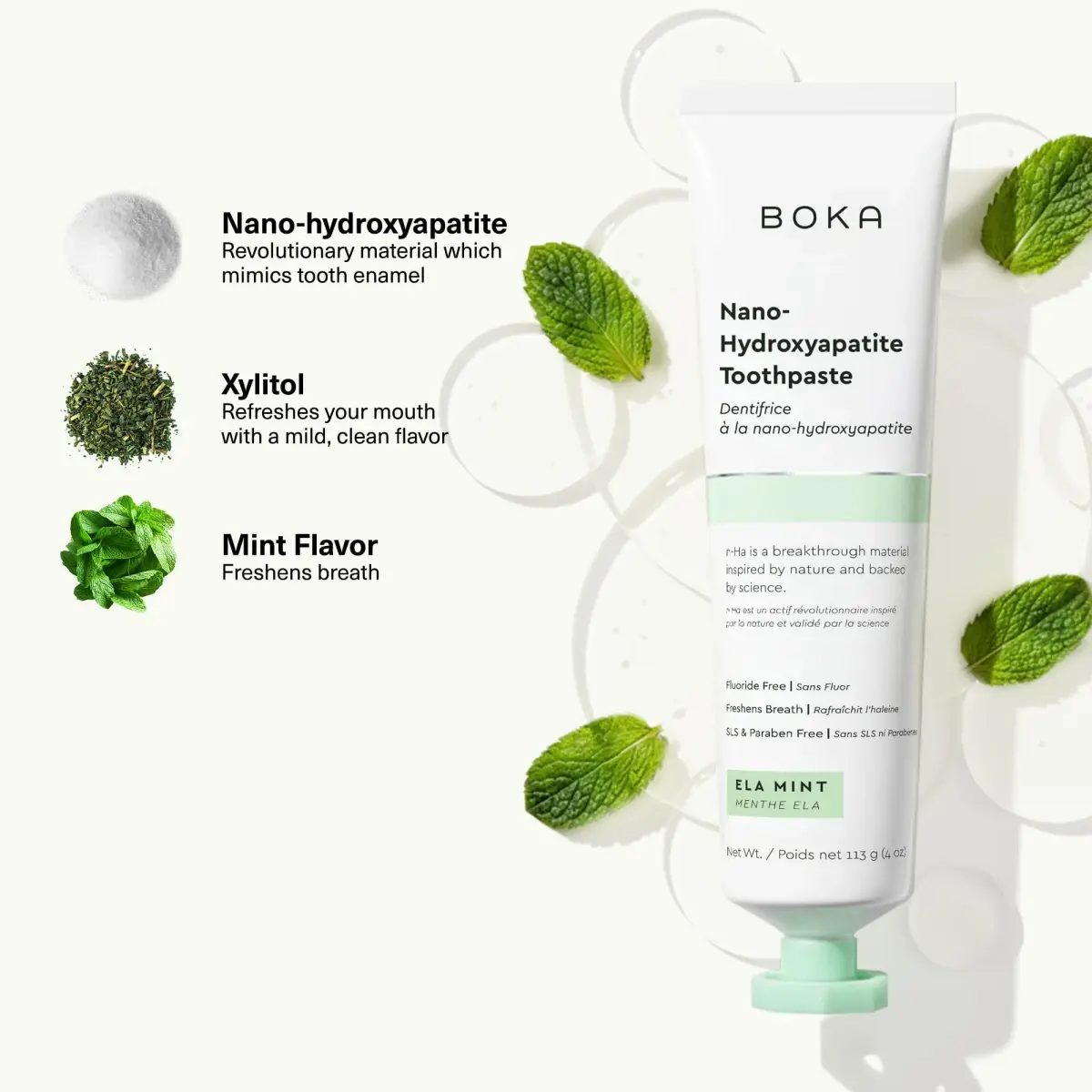 Boka Nano Hydroxyapatite Toothpaste Ela Mint Flavor 12 Fl Oz (355ml) | Fluoride-Free Enamel Care - view 3
