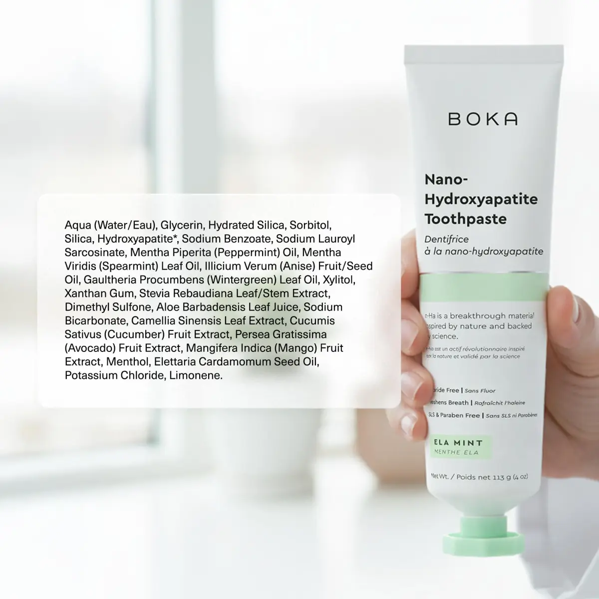 Boka Nano Hydroxyapatite Toothpaste Ela Mint Flavor 12 Fl Oz (355ml) | Fluoride-Free Enamel Care - view 4
