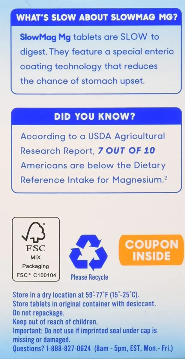 Slow-Mag Magnesium Chloride with Calcium 120 Count | Magnesium & Calcium Support for Heart & Muscles - view 2